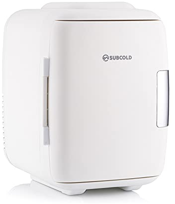 Subcold Classic4 Mini Fridge - Cooler & Warmer | 4 Litre/6 Cans | AC+USB | Portable Small Fridge for Skincare, Bedroom, Dorm, Car, Travel (White)