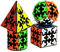 Yealvin Gear Cube Set 4 Pack Geschwindigkeits-Würfel-Bündel Gear Ball Cube 3x3 Gear Cube Pyraminx Gear Cube und Zylinder Gear Cube Brain Teaser Zauberwürfel Set