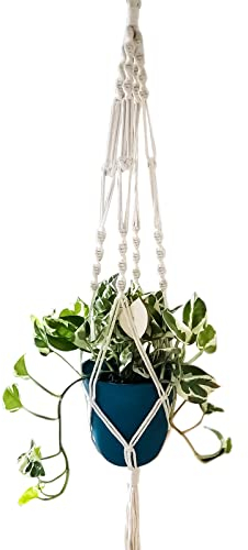Suspension Plante en Macramé Pot de Fleurs Suspendu Intérieur Corde en Coton Suspension Plante Panier Plant Hangers avec 1 Crochet de Suspension pour Décoration D'intérieur et Jardin