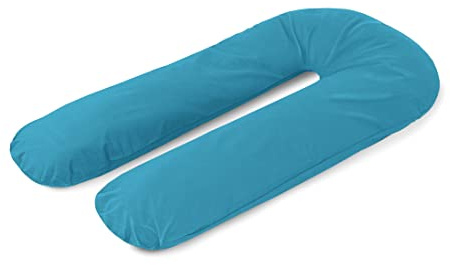 A ATH COLLECTION Pregnancy Pillowcase 9 FT, 12 FT, U Shaped Full Body Pillow Cover with zip, Nursing, Support and Maternity Pillow for Pregnant Women Cover Only (9 FT, Teal)