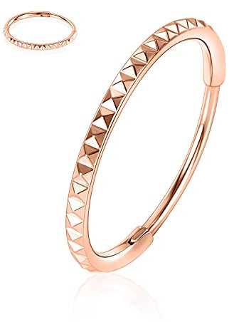 AROWRO Septum Schmuck Daith Ohrringe 16G Ring Roségold Helix Rook Piercing 8mm Clicker Nasenringe Chirurgenstahl Knorpellappen für Frauen