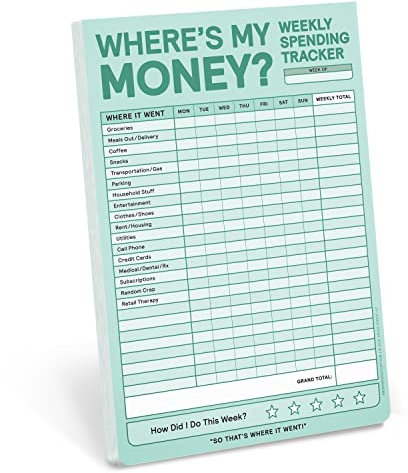 Knock Knock Weekly Money Tracker Pad, Weekly Spending Tracker Budget Pad (Pastel Version), 6 x 9-inches
