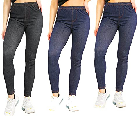 Pack of 3 Ladies Denim Jeans Jegging Leggings Slim Fit Denim Slimfit Pants Trousers UK Sizes