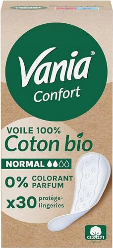 Vania | Proteggi slip Comfort Voile 100% cotone organico normale (confezione da 30) – Salviette senza profumo e senza coloranti – Protezione igienica traspirante per una sensazione naturale