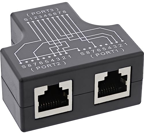 InLine® Cat.5e STP T-Adapter (Port-Doppler), RJ45 Buchse an 2X RJ45 Buchse