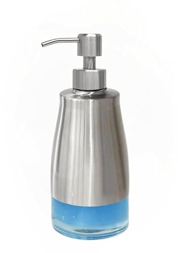 Soap Dispenser Kitchen Shower Dispenser Matte Nickel Stainless Steel and Glass Lined Metal Pump Replaceable Liquid Hand Washing Dispenser Bathroom and Kitchen use (10 oz/300ml)