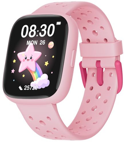TICTIKY Montre Connectée Enfant Non APP Connectée, 1,83 Smartwatch avec Podomètre, IP68 Étanche, Cardiofrequencemètre, Moniteur de Sommeil, Jeux de Puzzle pour Filles Les Enfants de 5 Ans et Plus