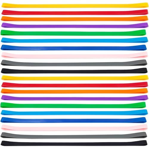 HoAhaMay 20 st breda elastiska, breda elastiska silikonband, breda gummigummiband, färgglada elastiska återanvändbara gummiband för kontor, hem, skolmaterial (10 färger)