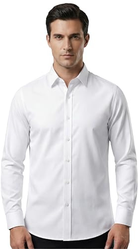 ZHAOCAI Chemise à manches longues pour homme - Infroissable - Coupe droite - Style décontracté - Coupe ajustée - Extensible - Boutonnée - Col montant
