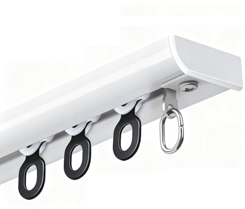 Ultra Dünn Aluminium Vorhangschiene, Unsichtbar 1 Läufig Gardinenschiene Für Wohnzimmer, Schlafzimmer Und Raumteiler(White,1.7m(5.6ft))