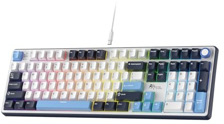 RK ROYAL KLUDGE X104 Wired Full Size Mechanical Gaming Keyboard, Metal Knob