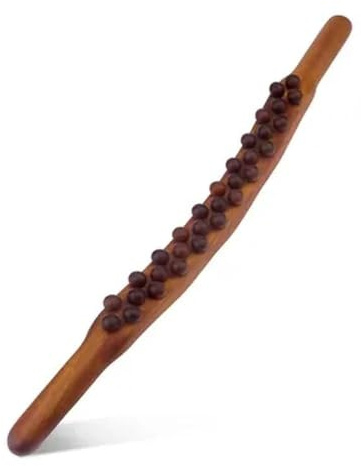 Bâton de Massage en Bois Gua Sha avec 31 Perles, Outil de Relaxation