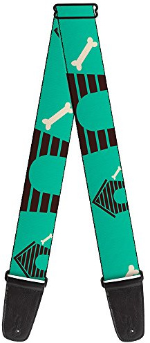 Buckle-Down Guitar Strap Dog House Bone Turquoise Brown 2 Inches Wide