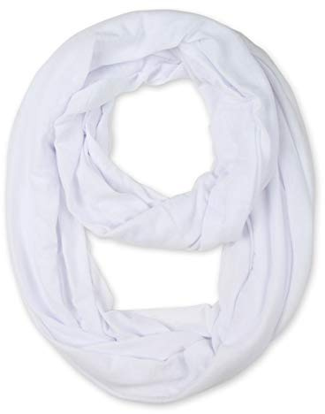 corciova White Soft Girl Women Infinity Wrap Scarf Stretchy Jersey Knit Sleep Head Circle Scarf Continuous Loop Light Weight