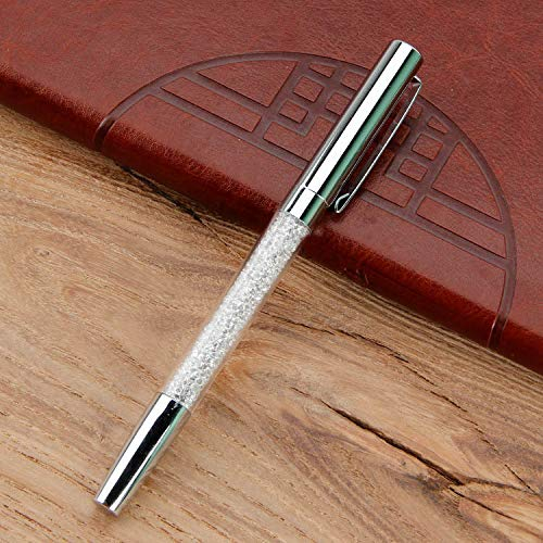 Qualitäts-Kugelschreiber mit Swarovski-Kristallen, Bling Bling Kristall Diamant Slim Stift Metall Kristalle Kugelschreiber, Schwarz Tinte