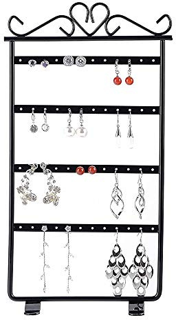 Bhina Soporte Metal Para Joyas,Colgador Pulseras Pendientes,Soporte Joyería Negro,Hay 48 Orificios De Almacenamiento En El Cuarto Piso,Que Se Utilizan Para Aretes Y Collares.