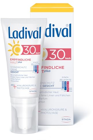 Ladival Empfindliche Haut Plus Sonnenschutz Creme für das Gesicht LSF 30 Parfümfreie Sonnencreme ohne Farb und Konservierungsstoffe wasserfest, 50 ml