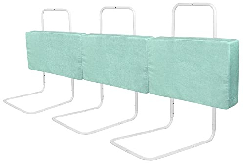 UISEBRT 3 barreras de cama de 50 cm, para protección contra caídas, altura regulable mediante 5 agujeros, para niños de distintas edades y bebés, 150 cm, verde