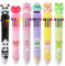 Pinkgarden Mehrfarbiger einziehbarer Kugelschreiber, 10-in-1 farbige Cartoon-Tier-Kugelschreiber für Büro, Schulbedarf, Studenten, Kinder, Geschenk, 0,5 mm Mine, 6 Stück