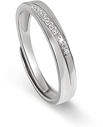 Meissa Anillos de Pareja para Hombres y Mujeres Anillos de Boda de Plata 925 Anillos de Aniversario de tamaño Ajustable Set Anillo de promesa (3,4mm de ancho)
