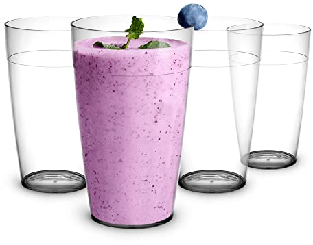 RBDRINKS RB Vasos ECO Plástico Premium, Vasos de Plastico Duro Irrompible e Reutilizable para Zumos, Cócteles, Cervezas y Agua 33cl, Set de 4