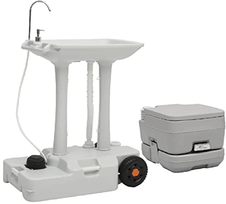 Tidyard Tragbare Campingtoilette mit Waschbecken, Outdoor Campingtoilette, Mobil-WC, Mobile Chemietoilette, Campingklo, WC Toilettensitz