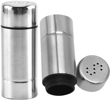 Lot de 2 salières et poivrières en acier inoxydable - Pour les déplacements - Salière et poivrière - Salière et poivrière - Salière et poivrière - Salière doseuse de chef - Distributeur de poivre -