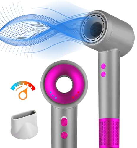 HyAdierTech Asciugacapelli Alta Velocità con Ionico, Phone per Capelli Professionale ioni 2400W AC Motore Professionale con 3 Impostazioni di Calore, Phon Capelli Asciugatura Rapida (grigio+viola)