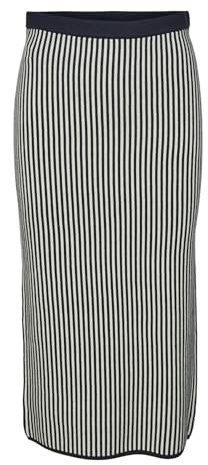 VERO MODA Vmgold Pinstripe Pencil 7/8 Skirt Ga Falda de Punto, Blazer Azul Marino/Detalle: w. Birch, M Mujeres