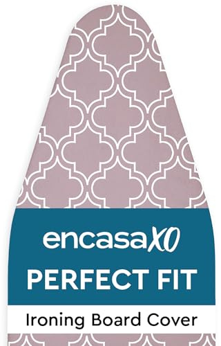 Encasa XO Ironing Board Covers, X-Large, 135x45 cm, Mauve | 100% Cotton Fabric, 3mm Thick Felt Pad Cover | Drawstring & Cord Lock Tightening | Scorch Resistant Up to 220°C