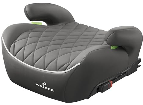 WALSER Premium Kinder Sitzerhöhung Auto ISOFIX, Qualitätssieger Sehr Gut* Kindersitz Auto 125-150 cm, Kindersitzerhöhung Auto Andy neueste Norm 2024 ECE R 129, Sitzerhöhung Auto Kindersitz grau