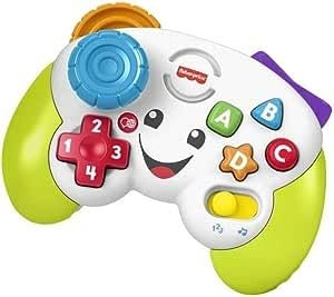 Fisher-Price Laugh & Learn Mi primer mando de consola Mando de videojuegos de juguete con música y luces, para niños y niñas +6 meses, versión multilingüe: Inglés, Italiano, Portugués, Español, JFD13