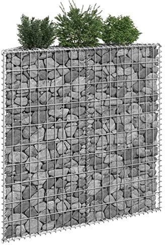 Xichuzi Arriate de gaviones, Macetas para Flores Y Plantas, Jardinera, Macetero Exterior, Macetero, Huerto Domestico, de Trapecio Acero galvanizado 100x20x100 cm
