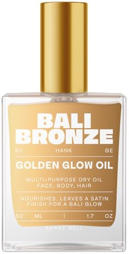 BALI BRONZE Golden Glow Oil – Körper- & Haaröl mit Goldpartikeln – Pflegendes Trockenöl mit Kokos-, Sonnenblumen- & Rizinusöl – Glow für Haut & Haare – 50 ml