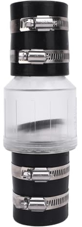 Dilwe Anti-refoulement, Clapet Anti-retour de Pompe de Puisard de 1-1/2 Pouces avec Corps en ABS Transparent et Pince en Acier Inoxydable 304 pour une Prévention Silencieuse du Débit d'eau dans les