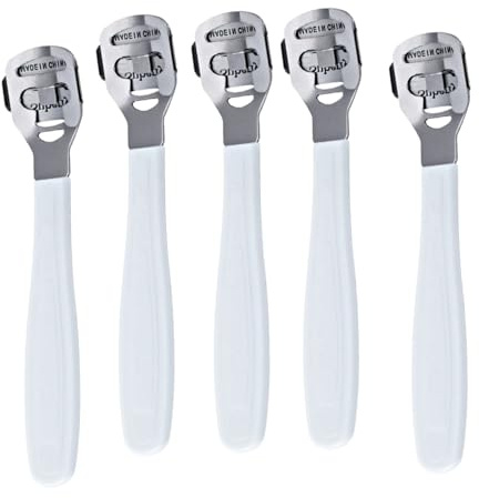 TOYANDONA Outils de Pédicure et Manche Antidérapant en Acier Inoxydable Ensemble de 5 pour Enlever Callosités et Peaux Mortes Lame Tranchante pour Usage Professionnel