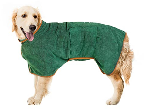 Pejoye Hundebademantel, Hunde Handtuch mit Verstellbarem Riemen Hund Bademantel Mantel Haustier Trocknen Feuchtigkeitsabsorbierenden Bademantel mit Magischem Klebeband