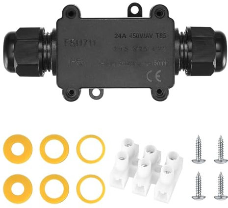 IP68 Waterproof Junction Box, 3-Way Outdoor Electrical Connectors, Cable Wire Connector PA9, External Sleeve Protection Box for 3-8mm & 9-14m Electrical Junction Boxes, with Screwdriver