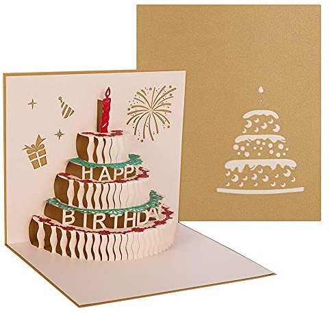 Chutoral 3D-Pop-Up-Grußkarten, Geburtstagskarte mit wunderschönem Papierschnitt und Umschlag, Geschenk für Ihre Familie, Freunde und Liebhaber, besonderes Gold