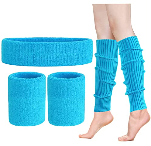 ONUPGO Leg Warmers for Women 80s Headband Wristbands Neon Leg Warmers Set for Sport Yoga - 80s Workout Clothes 90s Outfit for Women