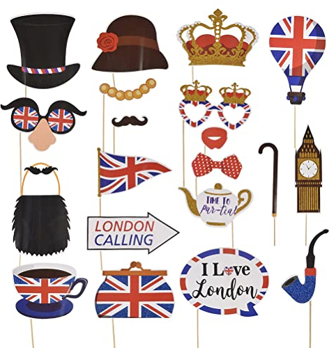 British Accessories Props – Partyzubehör britische Flagge England Selfie Foto Requisiten British National Holiday Party Dekorationen 20 Stück