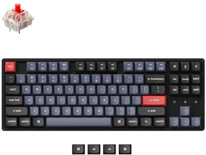 Keychron K8 Pro QMK/Via Teclado Mecánico Inalámbrico, Teclado con Cable TKL programable en Caliente con Interruptor Gateron G Pro Rojo, luz RGB, Teclas PBT para Mac Windows Linux