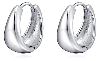 SLUYNZ 925 Sterling Silber Tropfen Ohrringe Creolen für Frauen Damen - Klobige Creolen (Silber)