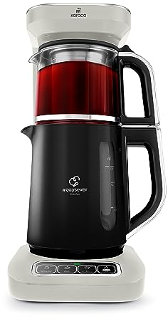 Karaca Çaysever Robotea Pro 4 in 1 Sprechender Automatischer Glas-Teekocher und Filter-Kaffeebrühmaschine 2500W Teekocher, Starlight, Tea maker, Türkische Tee Kanne, Turkish Traditional Tee