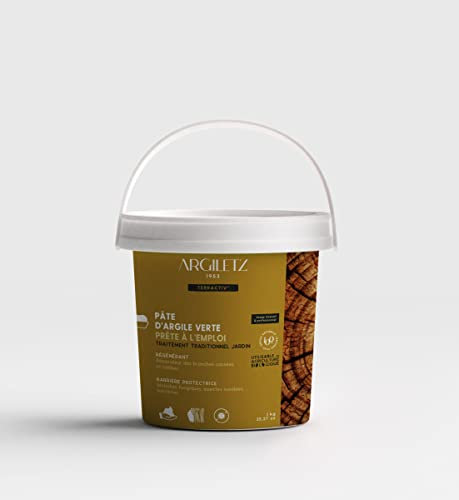 ARGILETZ pâte d'argile verte prête à l'emploi 1Kg - Traitement traditionnel jardin - 100% naturelle - Made In France - Utilisable en Agriculture Biologique