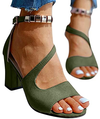 Sandalias con tacón para mujer de verano, para vestido, zapatos de noche, con punta abierta, elegantes, sandalias de verano, con tiras cruzadas, para fiesta, sandalias de mujer con hebilla, zapatos de