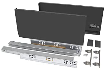 Emuca - Vertex Schublade 40 kg Höhe 178 mm, Tiefe 450 mm, Grau anthrazit, Stahl
