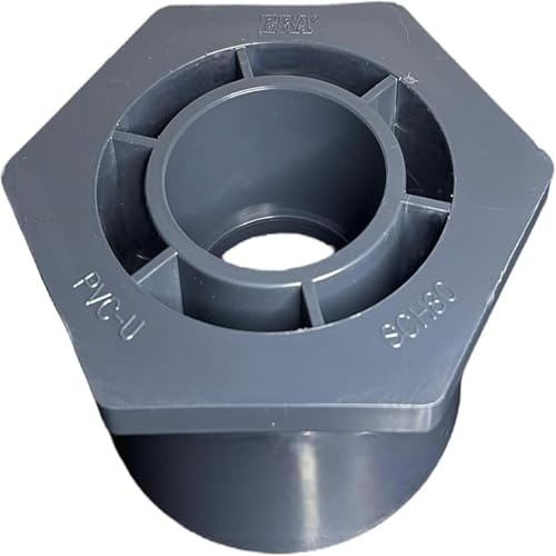 ERA 3 x 2 Schedule 80 PVC Reducer Bushing, Slip Socket Heavy Duty Pressure Rated Pipe Fitting, Gray