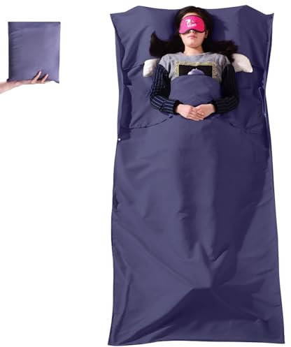 Azarxis Hüttenschlafsack aus Baumwolle, Leicht und Komfort, Reiseschlafsack Sommer Schlafsack Innenschlafsack für Backpacking, Hostels und Berghütten (Dunkelviolett, 120 x 210cm)