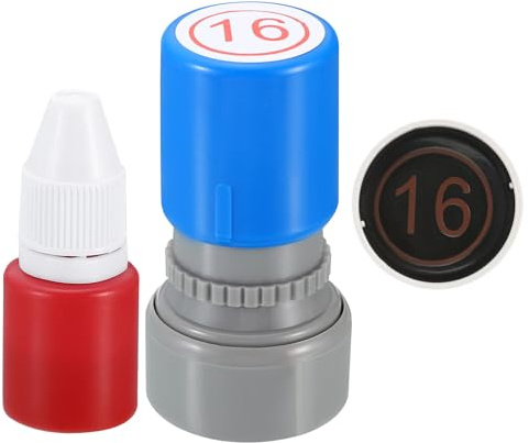 PATIKIL Nummernstempel mit Selbstfärbung, Zahl 16 Stempel Lehrerstempel Initialstempel Tintenstempel für Klassenheft Scrapbooking DIY Handwerk Stil 2, rote Tinte